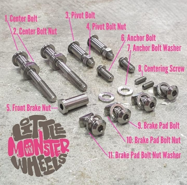 BROMPTON BRAKE CALIPER SCREWS AND NUTS SET TITANIUM
